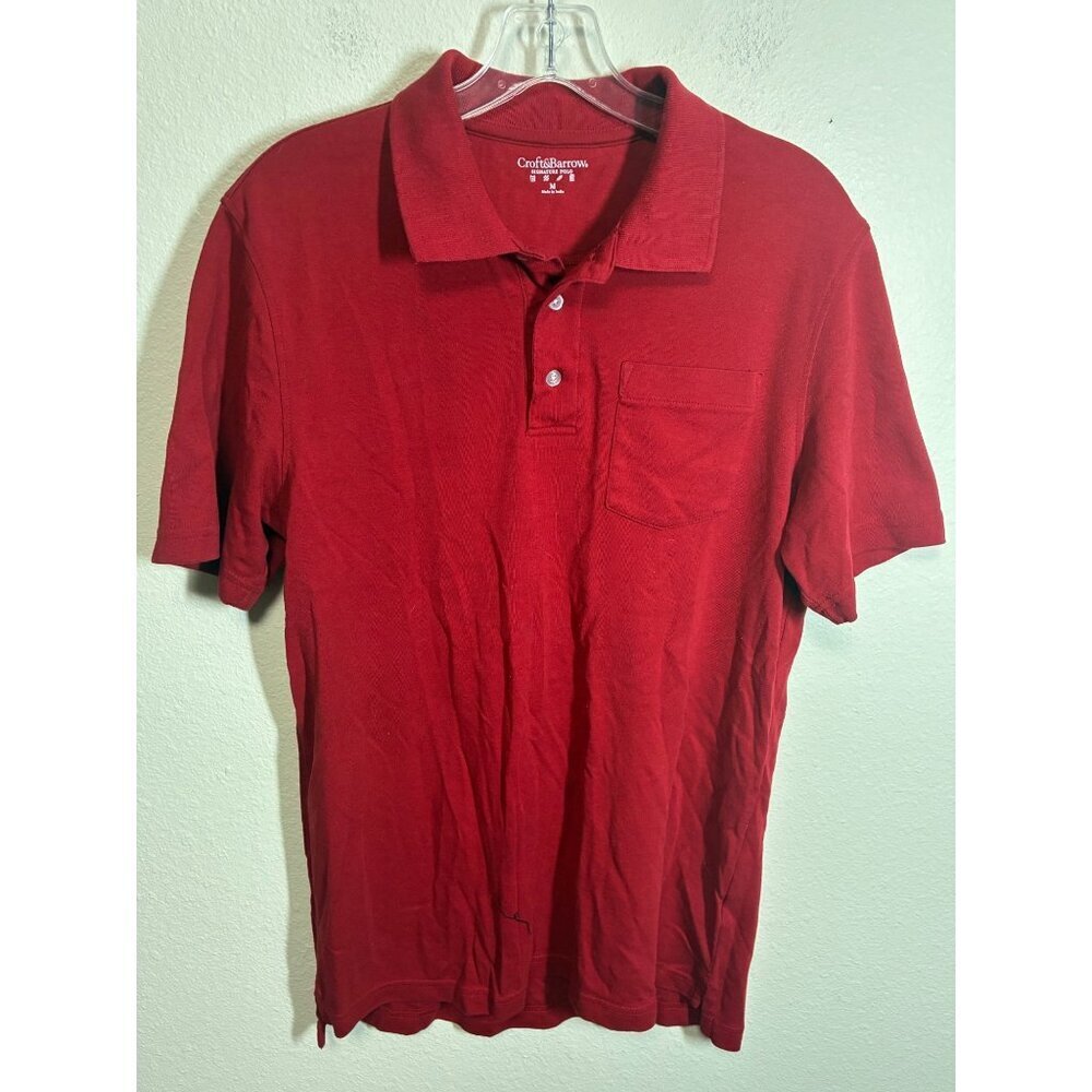 Croft & Barrow Polo Shirt Business Casual Short Sleeve Solid Red Men's Sz Medium